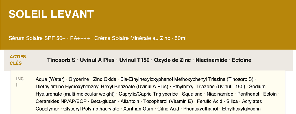 Soleil Levant - Sérum Solaire SPF50