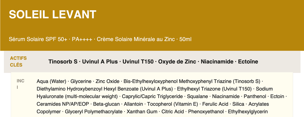 Soleil Levant - Sérum Solaire SPF50